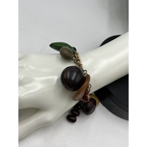 Rare HAWAIIAN Vintage Wooden Nuts Pods Seeds Nikar Handmade Charm Bracelet - Picture 9 of 16